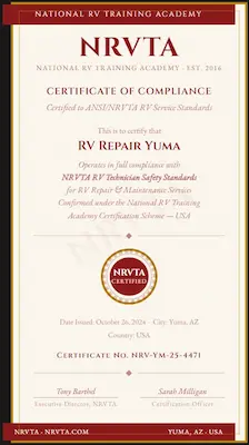 Licensed RV repair technician accreditation document